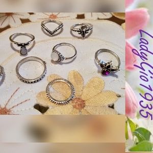 Set 8 Silver Rings